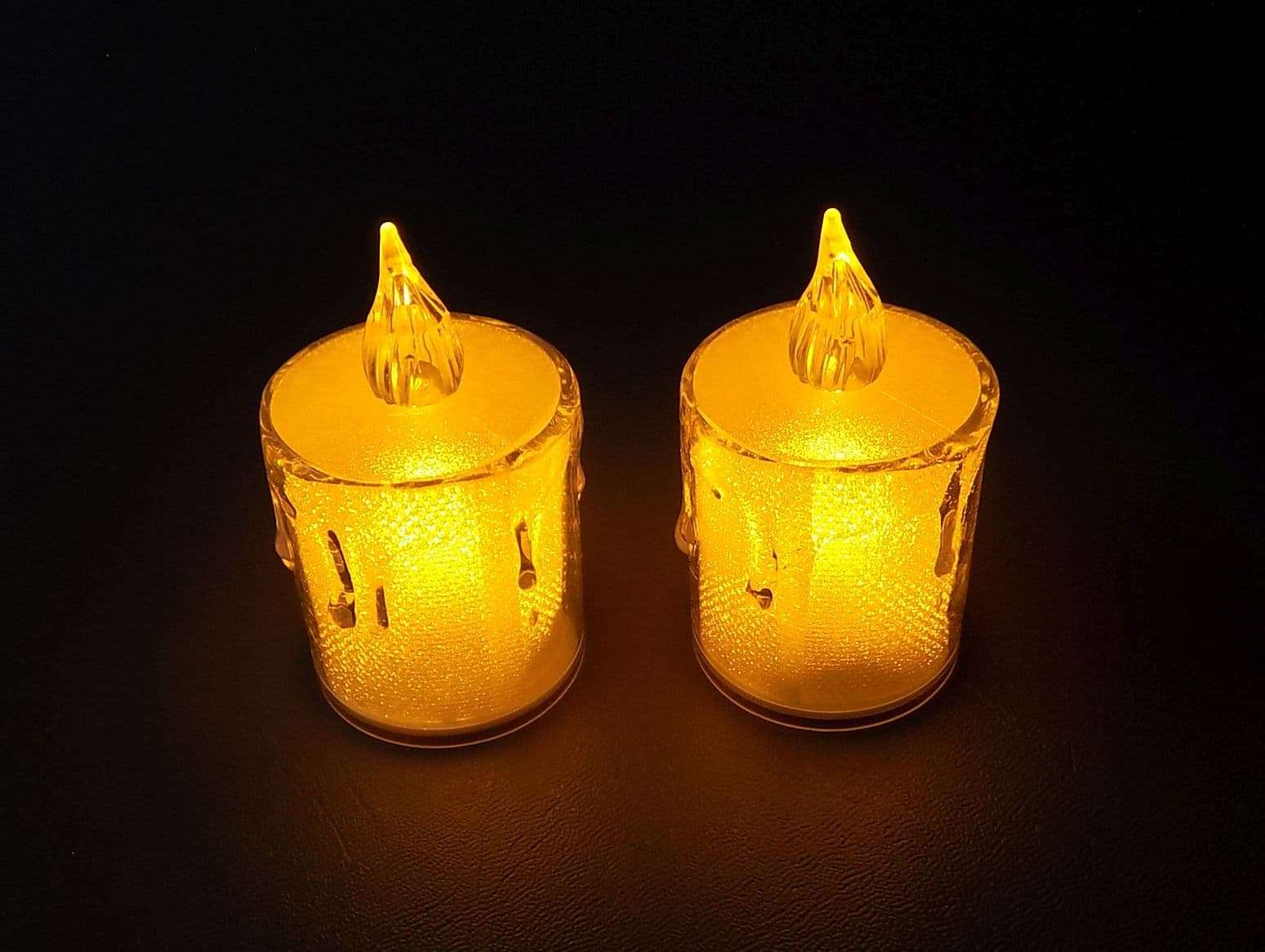 2 Crystal Battery Powered Plastic Candles 2" For Celebrations