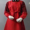 High Quality Thick China Embossed Cotton Red Kurti 4 Girls Age 6-13 Years