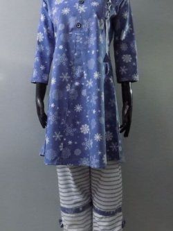 Casual Flannel 2 Piece Stitched In Blue n White Colours Age 13+ Medium Size