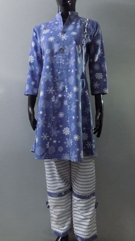 Casual Flannel 2 Piece Stitched In Blue n White Colours Age 13+ Medium Size
