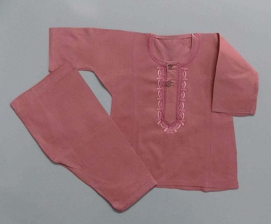 In Tea Pink Colour Embroidered Cotton Casual Shalwar Kurta In 3 Sizes