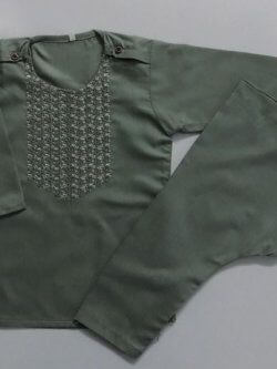 Cute Stylish Fern Green High Quality Wash n Wear Kurta Pajama 0-1.5 Years