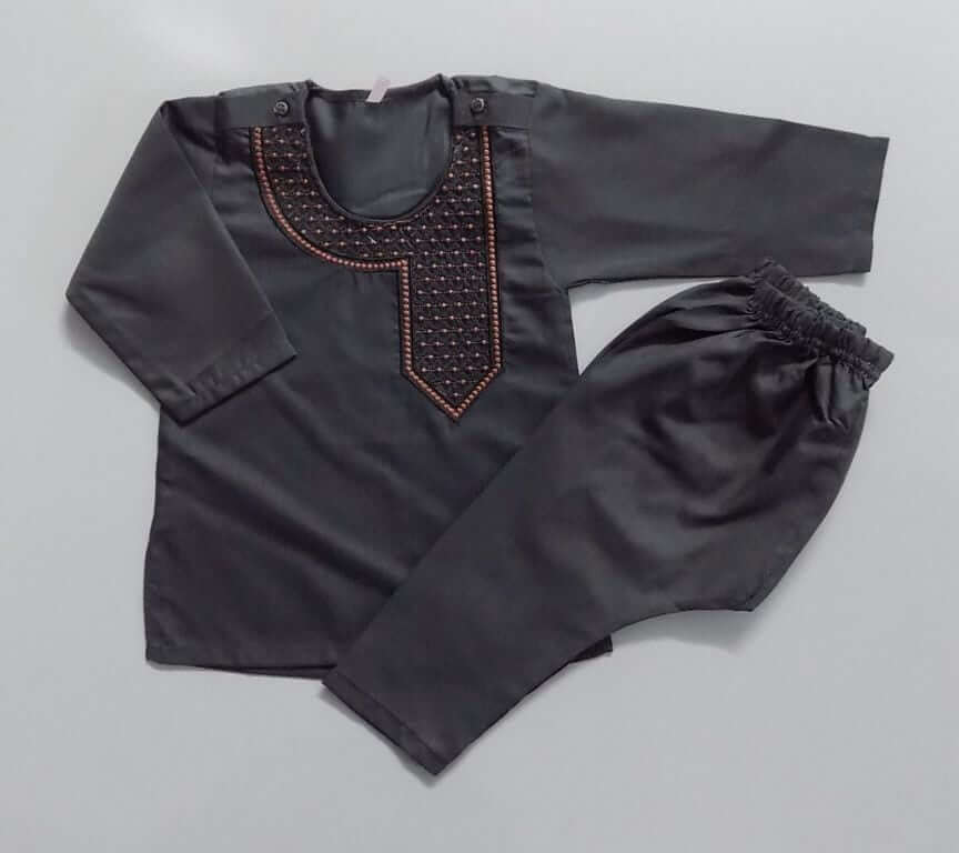 Cute Stylish Black High Quality Wash n Wear Kurta Pajama 1-2 Years