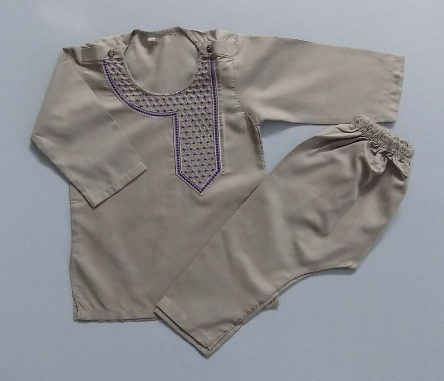 Cute Stylish Khaki High Quality Wash n Wear Kurta Pajama 1-2 Years