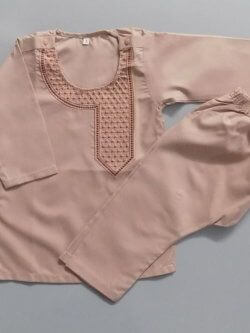 Cute Stylish Shell Pink High Quality Wash n Wear Kurta Pajama 1-2 Years