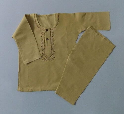 Cute In Sand Brown Casual Light Cotton Kurta Shalwar- Age 0 to 2 Years