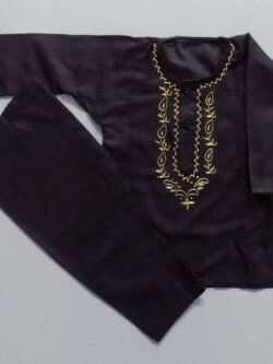 Cute In Black Hand Made Embroidered Casual Kurta Shalwar- Age 0 to 2 Years