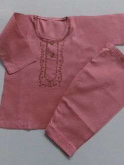 Cute In Tea Pink Casual Light Cotton Kurta Shalwar- Age 0 to 6 Months