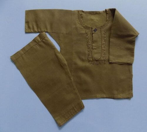Cute In Brown Casual Light Cotton Kurta Shalwar- Age 0 to 6 Months