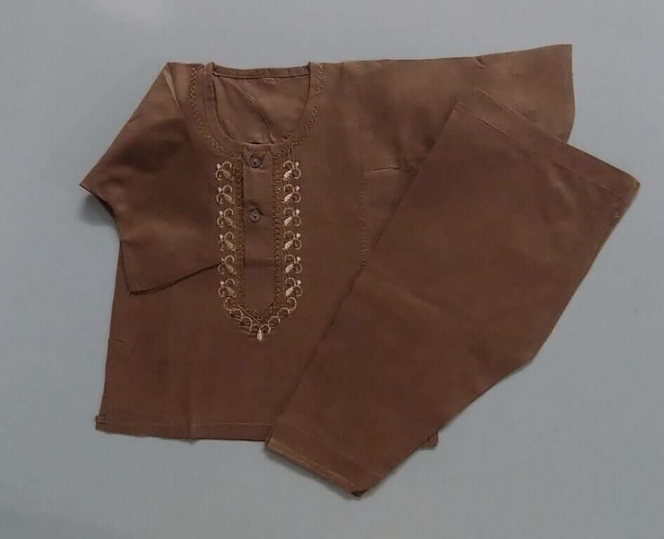 Casual Use Clay Orange Green Embroidered Cotton Shalwar Kurta 0 Size