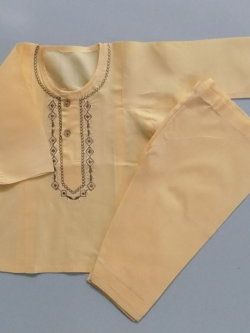 Casual Use Mango Colour Embroidered Cotton Shalwar Kurta 0 Size