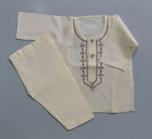 Casual Use Cream Colour Embroidered Cotton Shalwar Kurta 0 Size