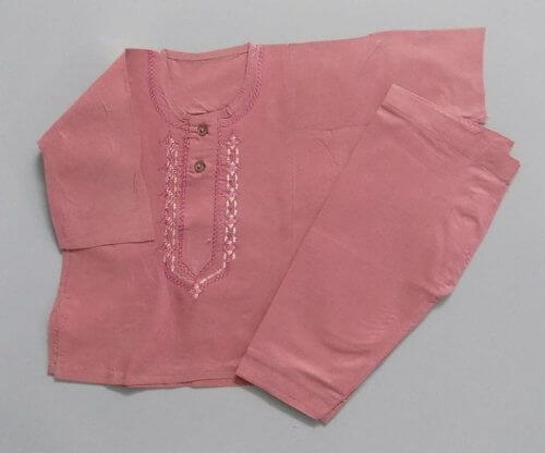Casual Use Tea Pink Colour Embroidered Cotton Shalwar Kurta 0 Size