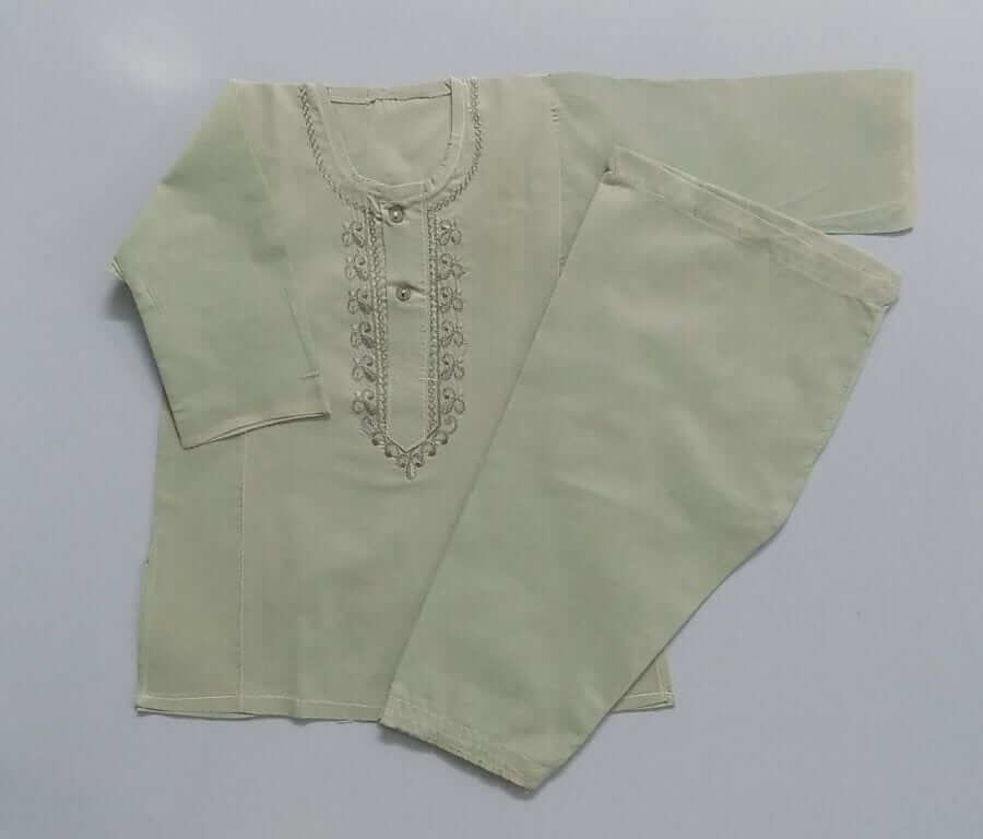 Light Sage Green Embroidered Cotton Shalwar Kurta In 3 Sizes