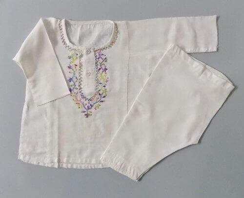 Hand Made Embroidery White Casual Cotton Kurta Shalwar 4 Baby Girls