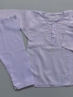 Hand Made Embroidery White Casual Cotton Kurta Shalwar 4 Baby Girls