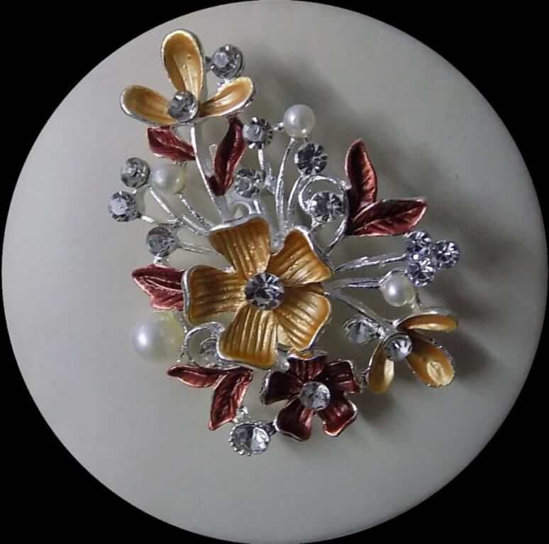 Artistic Floral Shape Brooches In 6 Diff Color Combinations