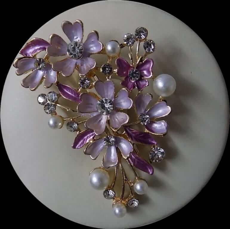 Beautiful Floral Shape Golden Brooches- 3 Different Color Variations