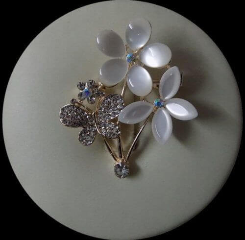Cute Floral With Butterfly Shape Silver Brooch For Girls n Ladies