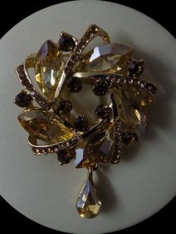 Elegant With Light Golden Beads Garland Shape Brooch