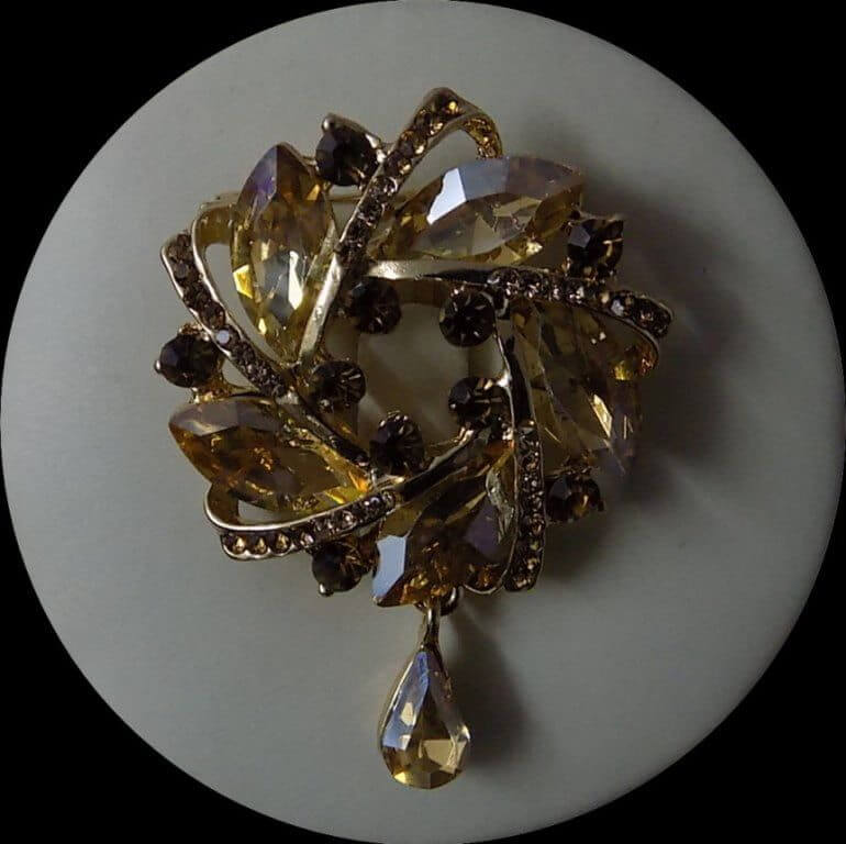 Elegant With Light Golden Beads Garland Shape Brooch