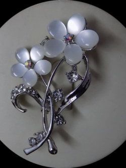 Glowing Floral Shape Silver Brooch For Girls n Ladies