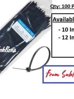 Pack of 100 Pieces Black Nylon Cable Zip Ties In 2 Different Sizes