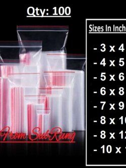 100 Best Quality Clear Resealable Zip Lock Plastic Bags in 8 Different Sizes
