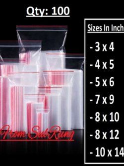 100 Best Quality Clear Resealable Zip Lock Plastic Bags in 7 Different Sizes