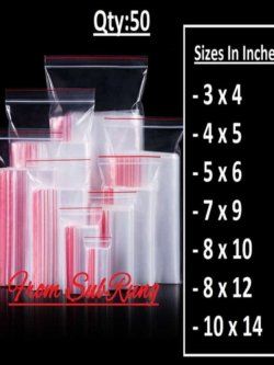 50 Best Quality Clear Resealable Zip Lock Plastic Bags in 7 Different Sizes