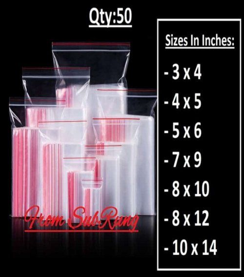 50 Best Quality Clear Resealable Zip Lock Plastic Bags in 7 Different Sizes