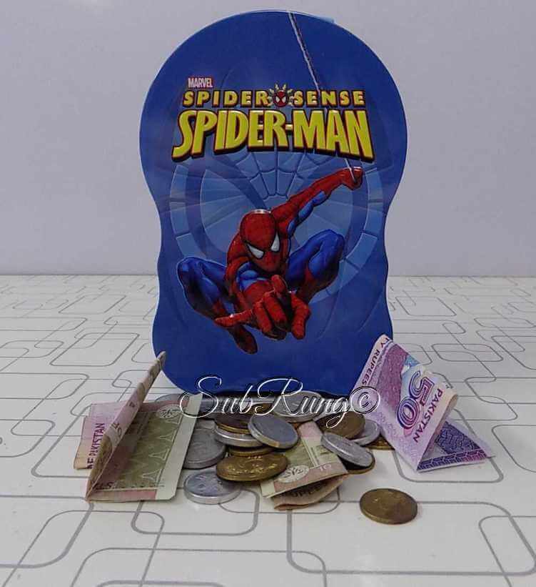 Cute Large Spider Man Metallic Money Box- 6.5x4.5 Inches