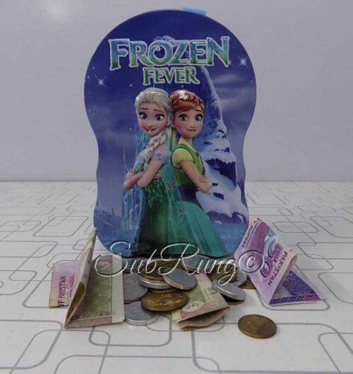 Cute Large Frozen Character Metallic Money Box- 6.5x4.5 Inches
