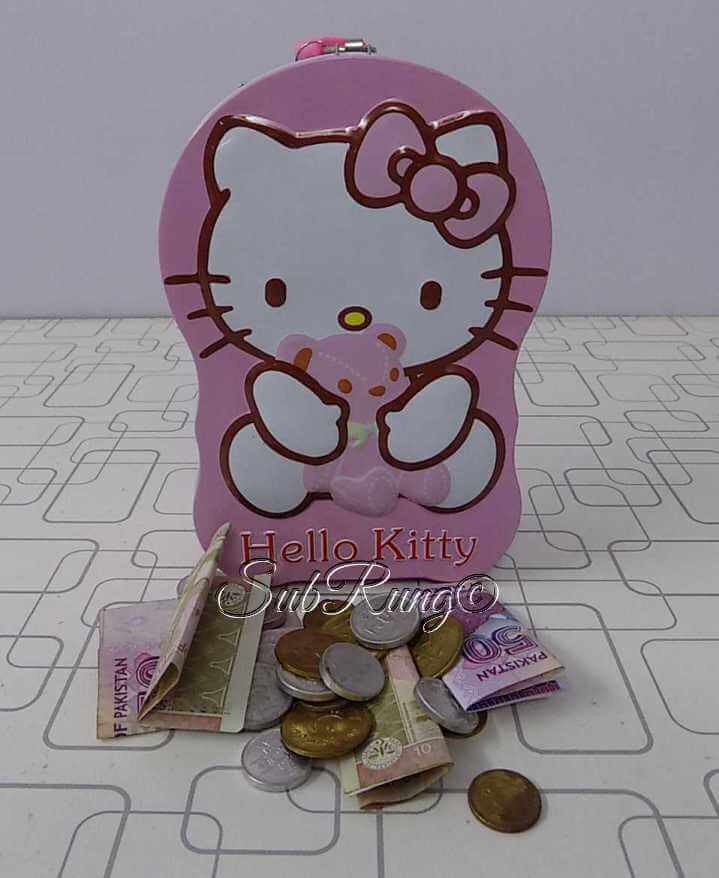 Cute Large Hello Kitty Metallic Money Box- 6.5x4.5 Inches