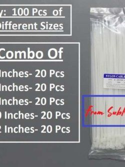 100 Pcs White Tie Knots Combo Pack of 20 Each of 4- 6- 8- 10 n 12 Inches