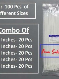 100 Pcs White Tie Knots Combo Pack of 20 Each of 10- 12- 14- 16- 18 Inches