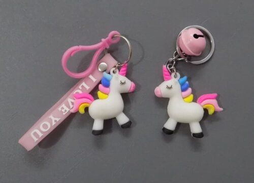 Two Cute White Unicorn Shape Key Chains- 4 n 6 Inches Long