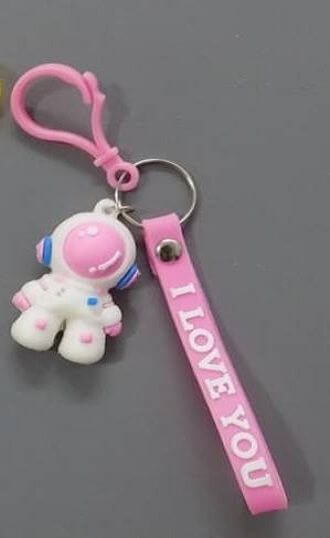 Cute Astronaut Shape Key Chain In Pink Colour- 6" Total Length