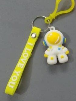 Cute Astronaut Shape Key Chain In Yellow Colour- 6″ Total Length