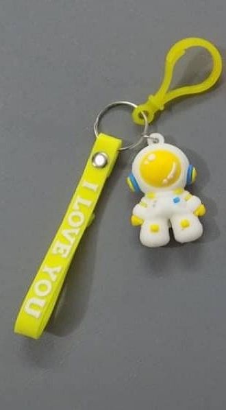 Cute Astronaut Shape Key Chain In Yellow Colour- 6" Total Length
