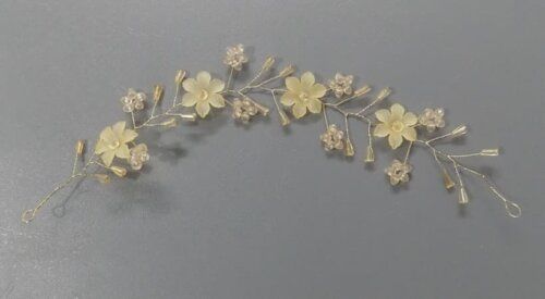 Fancy Light Brown Floral Crown Head Band For Girls 12 Inches Long