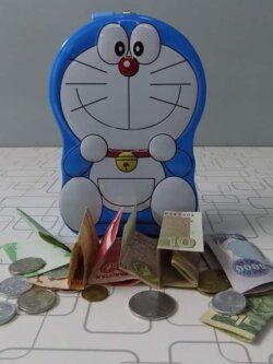 Cute Large Metallic Doraemon Money Box 6.5 x 4.5 Inches