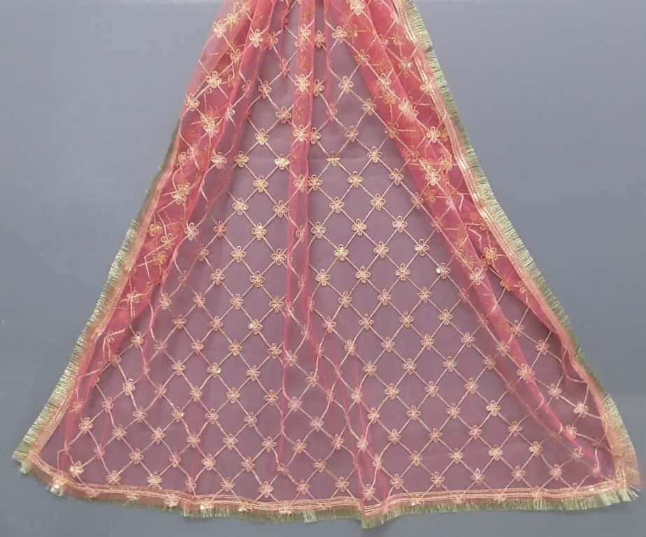 Beautiful Fancy Net Dupatta In Pink Colour 76 x 35 Inches