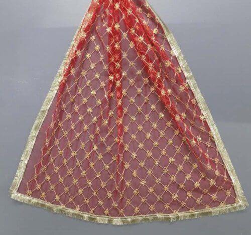 Beautiful Fancy Net Dupatta In Chraming Red Colour 72 x 31 Inches