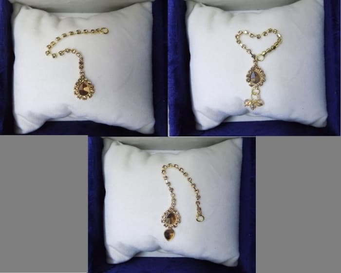 Cute Set of 3 Golden Bindiya With Chain For Girls - Tikka Bindya