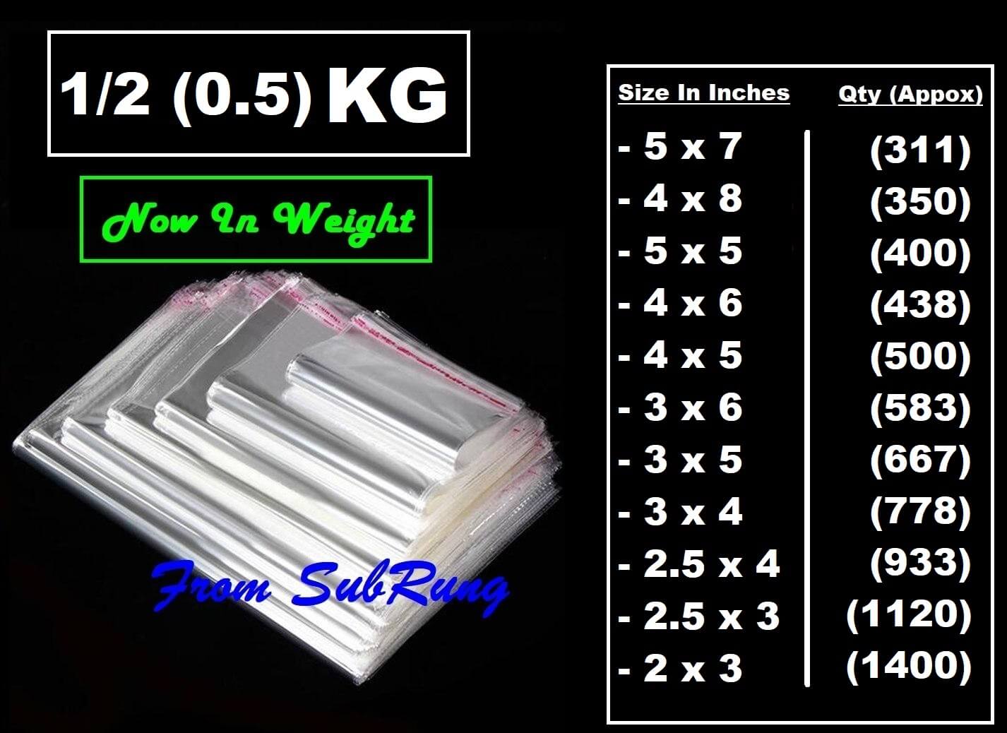 0.5 Kg Resealable BOPP Poly Bags- Now In Weight- In 11 Different Sizes-3